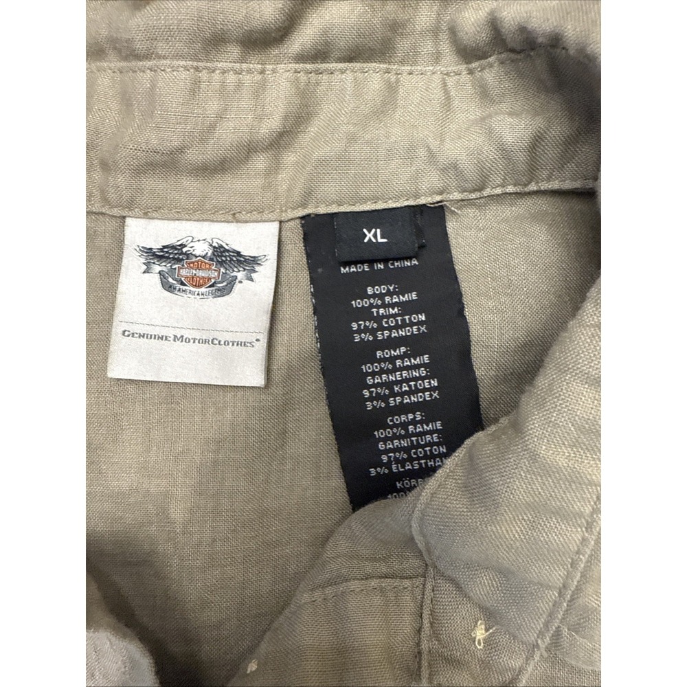 Women's XL Harley Davidson 1/2 Button Down Shirt Woven Sides Metal Buttons Logos - Picture 5 of 8